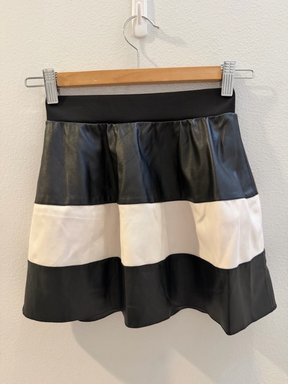 Black and White Striped A-Line Skirt